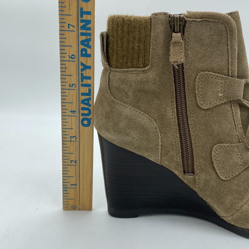 Franco Sarto Westerly Ankle Booties Wedges Shoes Tan Leather Suede Womens 7.5 M - Picture 15 of 15